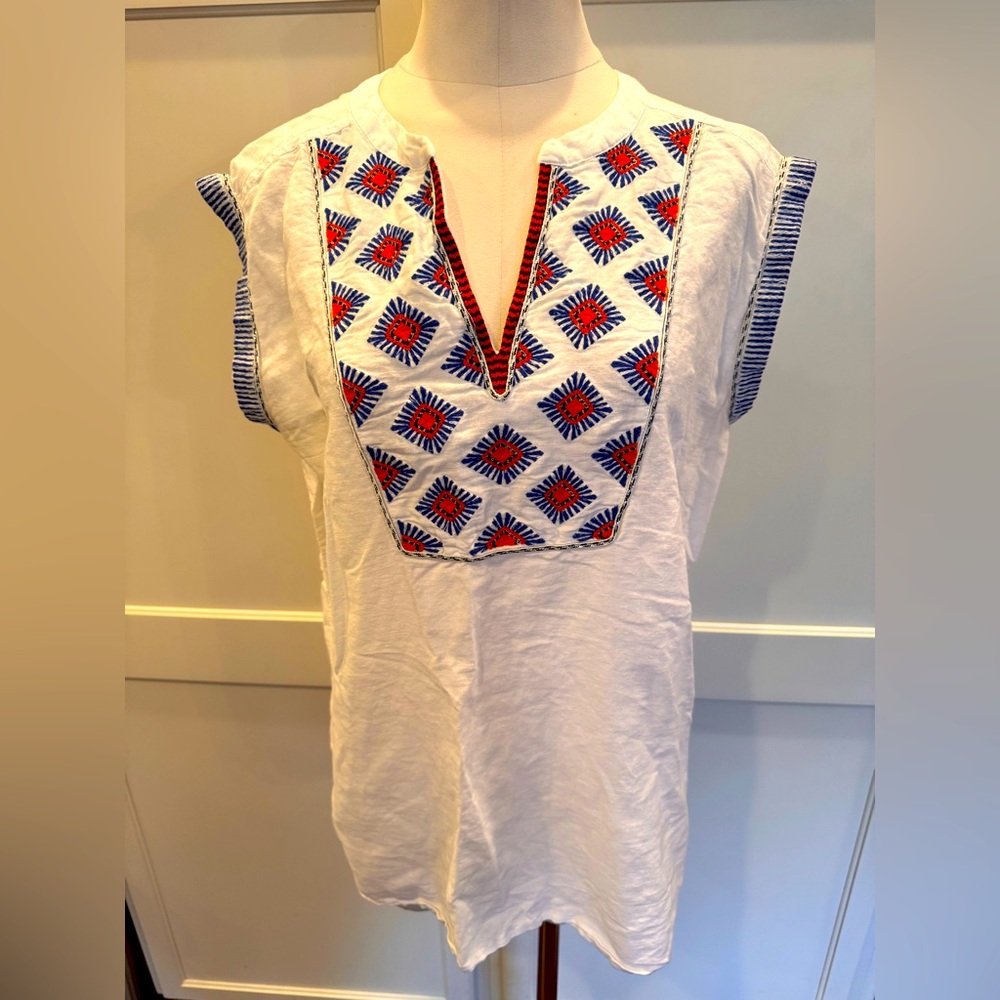 Jcrew White Embroidered Women's Top